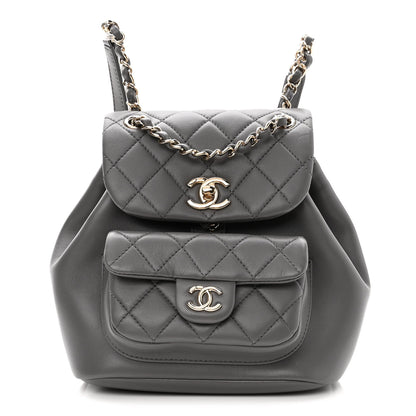 Chanel Lambskin Quilted Small Duma Drawstring Backpack Grey 1 of 10