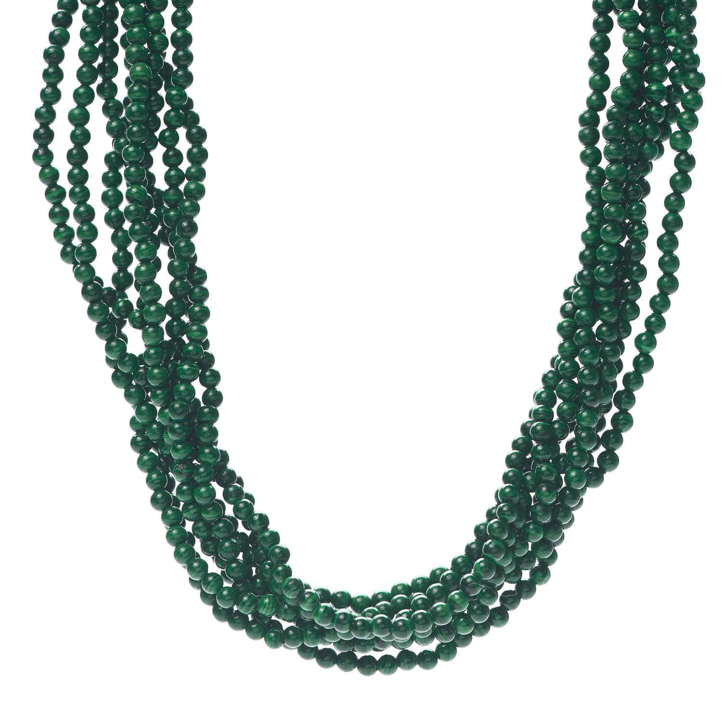 Sterling Silver Malachite Torsade Toggle Necklace