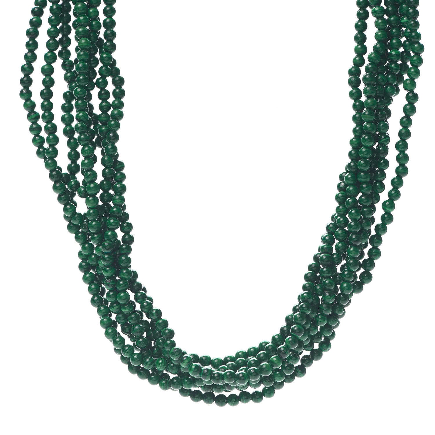 Tiffany Sterling Silver Malachite Torsade Toggle Necklace 1 of 5