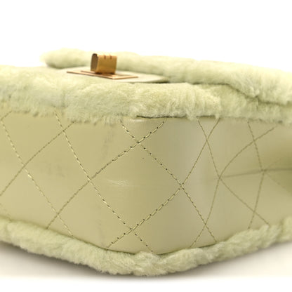 Chanel Shearling Aged Calfskin Quilted 2.55 Reissue Mini North South Flap Green 10 of 11