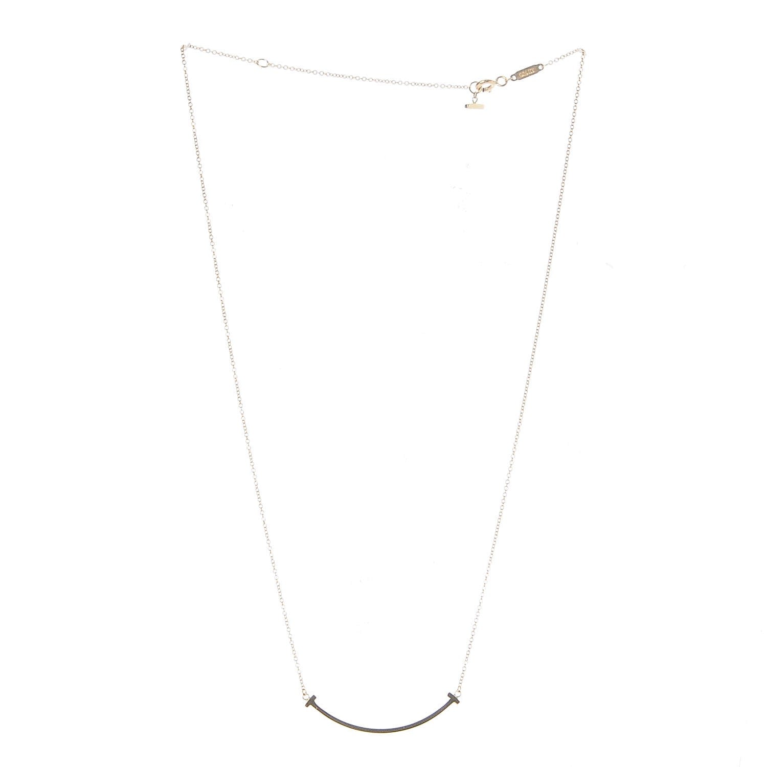 Tiffany 18K Yellow Gold Small T Smile Pendant Necklace 3 of 6