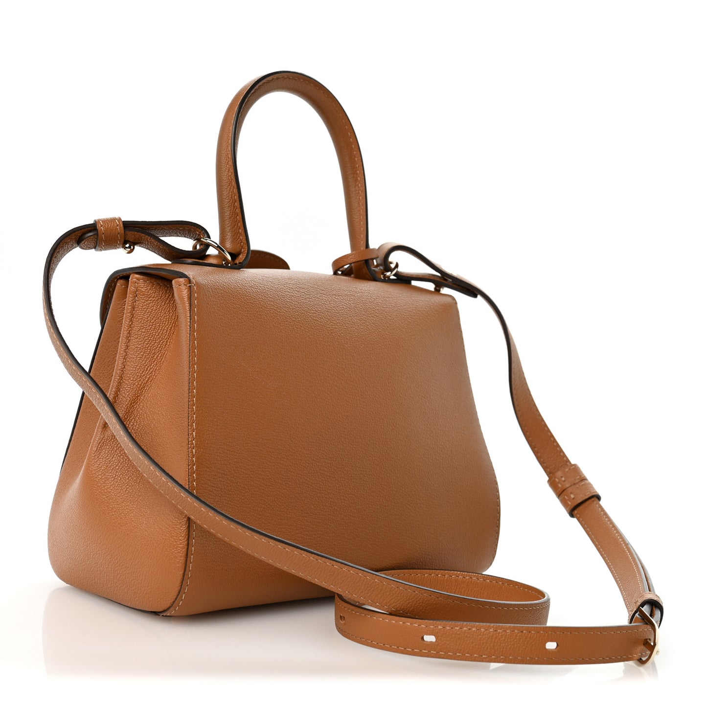 Grained Calfskin Mini Brillant Satchel Natural