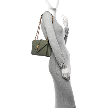 Saint Laurent Grain De Poudre Textured Mixed Matelasse Triquilt Medium Monogram Satchel Light Sage 2 of 11