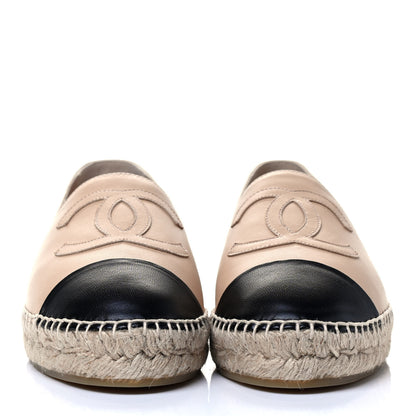 Chanel Lambskin CC Espadrilles 38 Beige Black 2 of 7