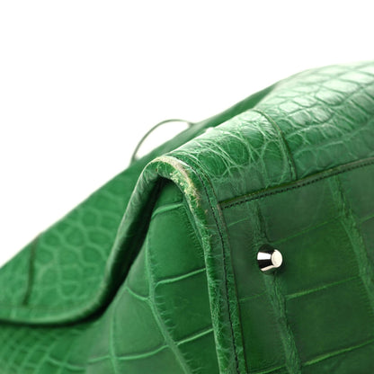 Balenciaga Crocodile Classic Silver Hardware Work Green 7 of 10