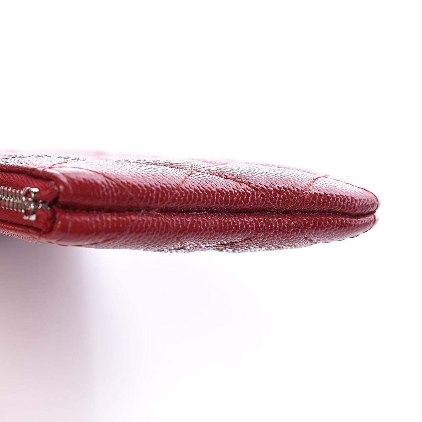 Caviar Quilted Small Cosmetic Case Dark Red