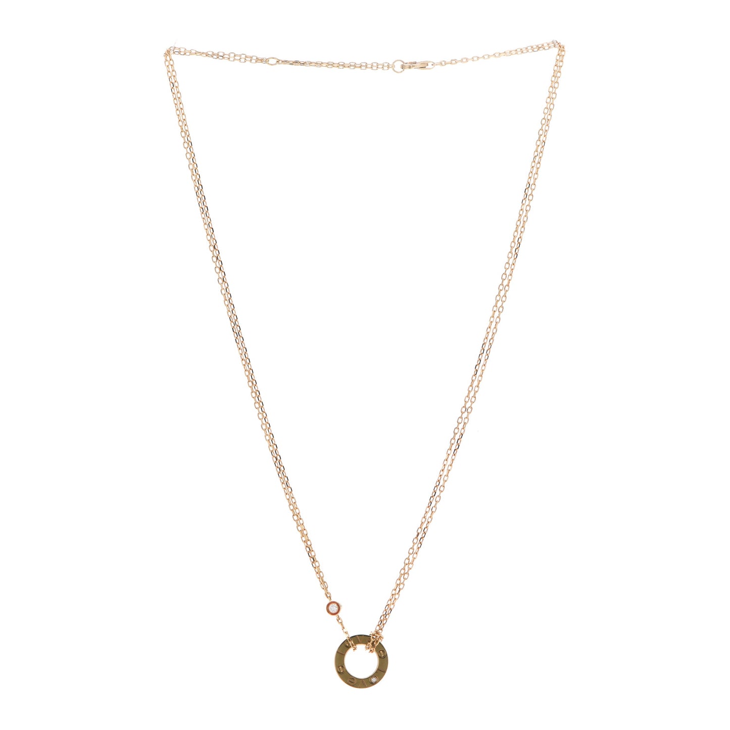 18K Yellow Gold 2 Diamond LOVE Necklace