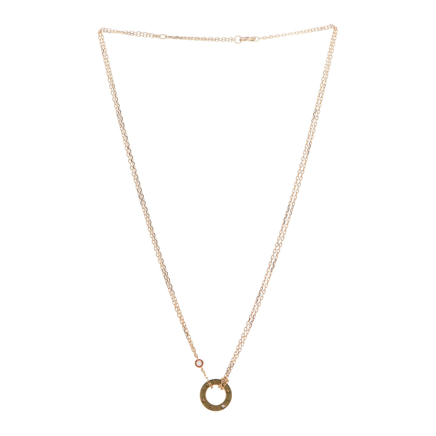 Cartier 18K Yellow Gold 2 Diamond LOVE Necklace 3 of 8