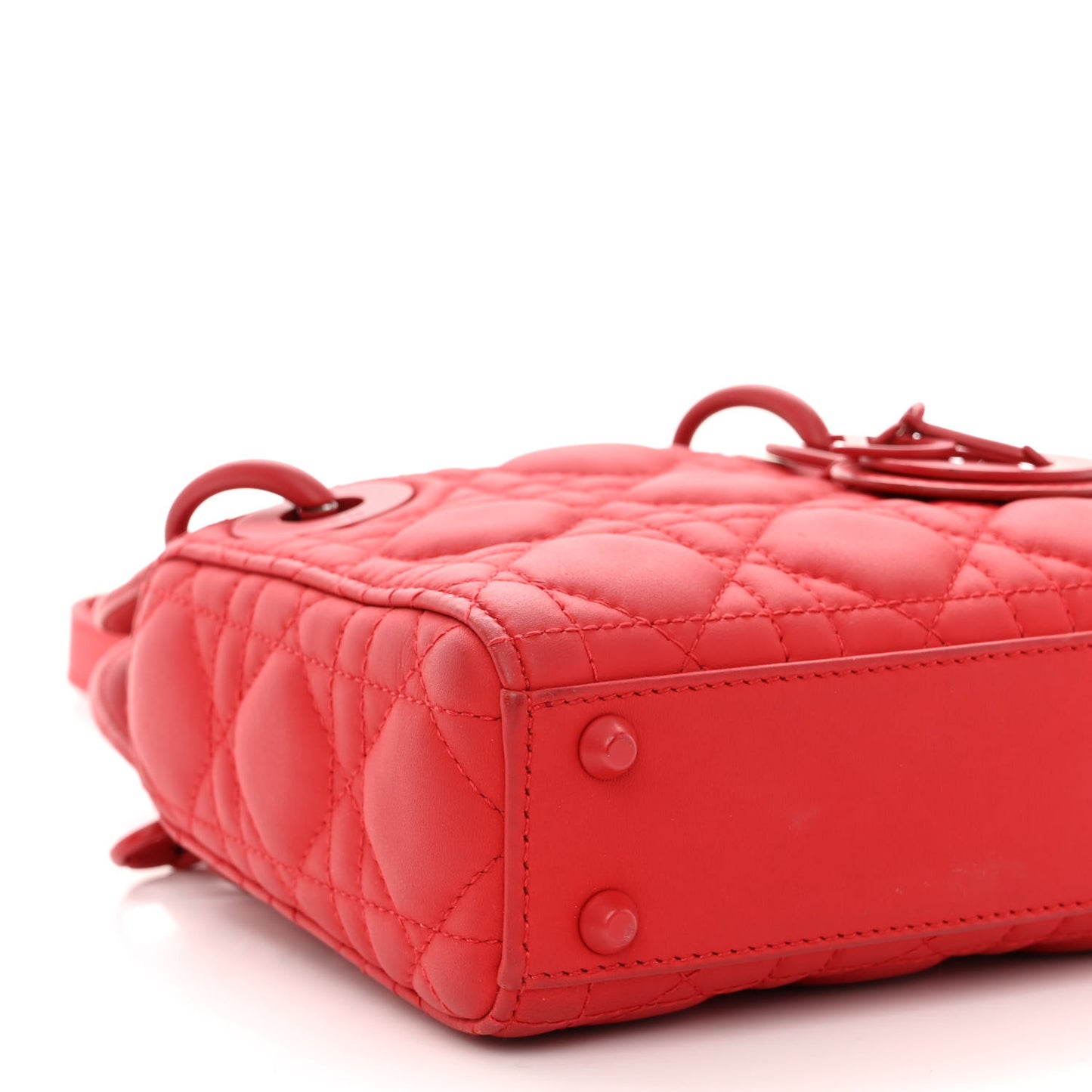 Ultra Matte Calfskin Cannage Micro Lady Dior Red