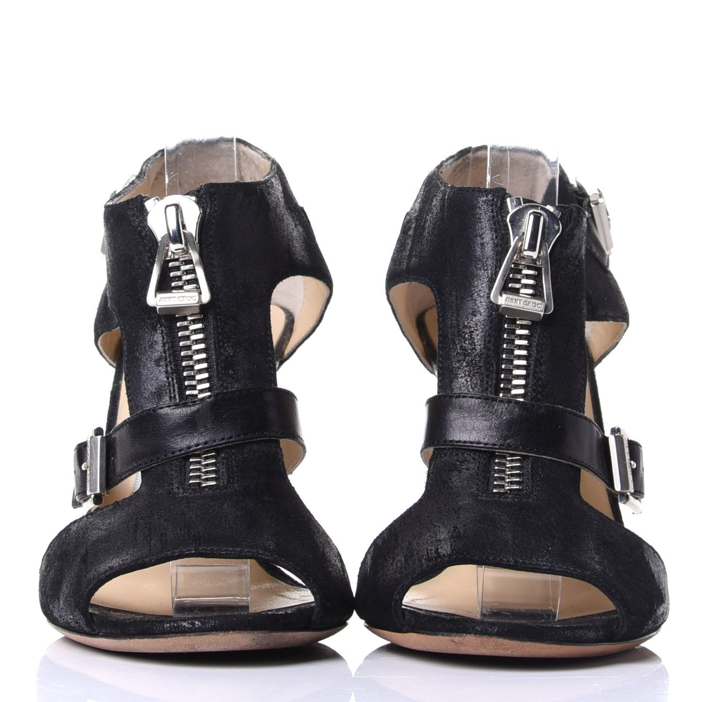 Suede T-Strap Buckle Pumps 36 Black