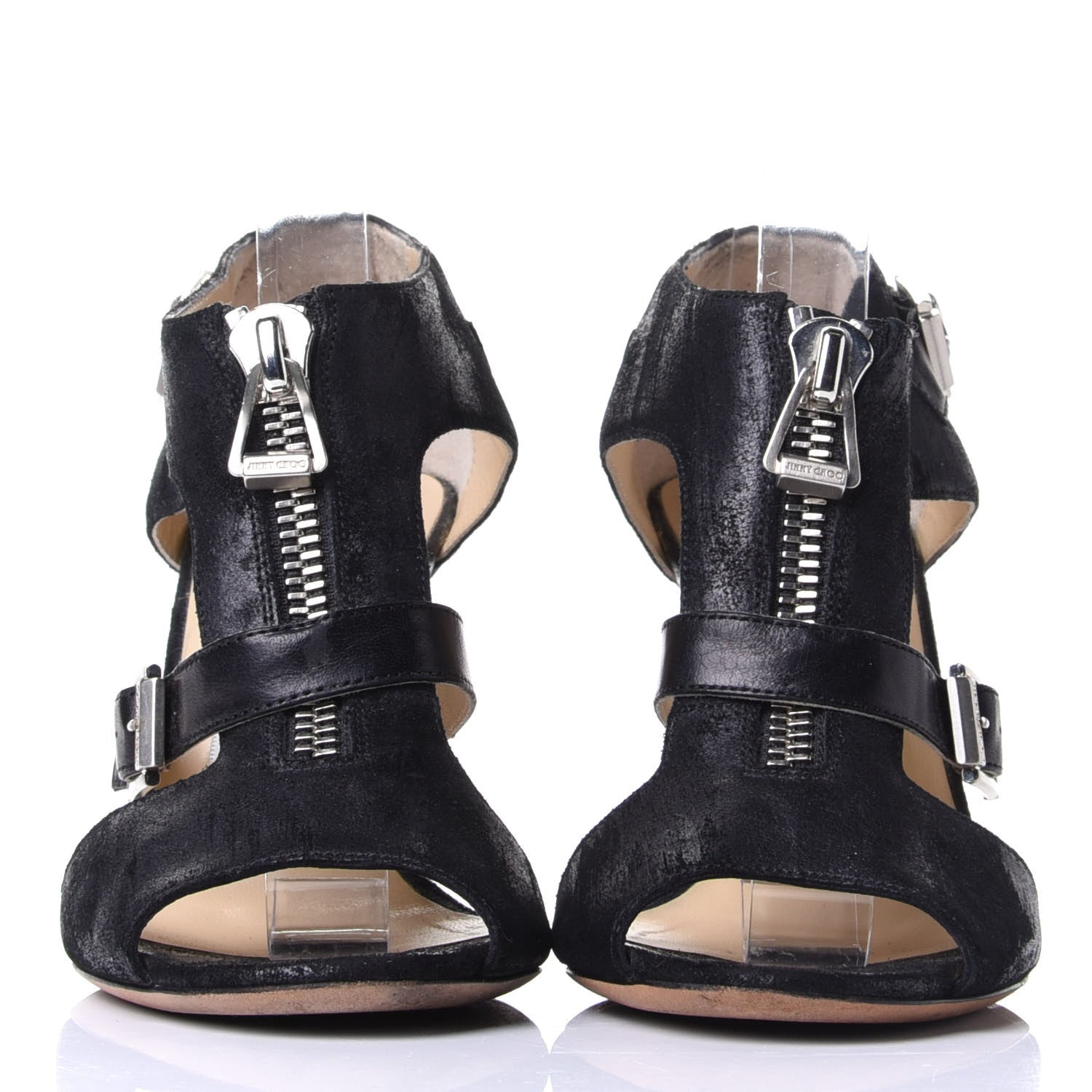 Jimmy Choo Suede T-Strap Buckle Pumps 36 Black 2 of 9