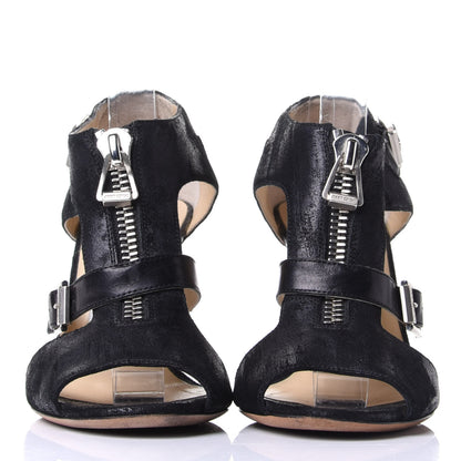 Jimmy Choo Suede T-Strap Buckle Pumps 36 Black 2 of 9