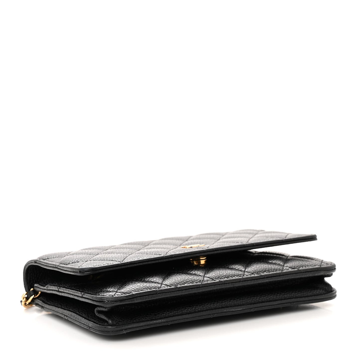 Caviar Quilted Wallet on Chain WOC Black