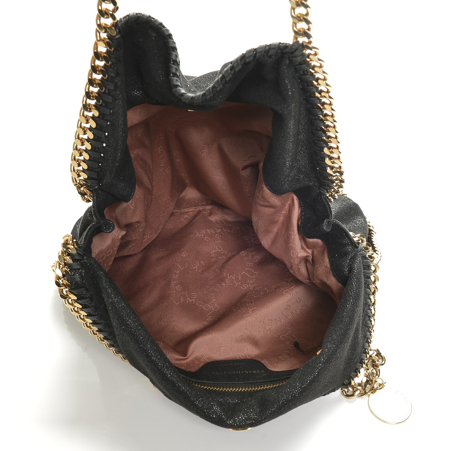 Metallic Shaggy Deer Falabella Fold Over Tote Black
