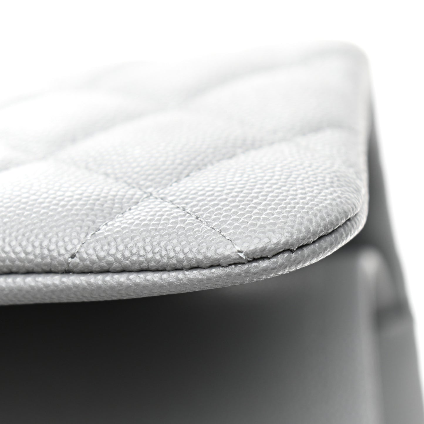 Caviar Quilted Jumbo Double Flap Grey
