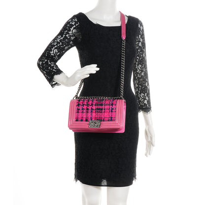 Chanel Patent Tweed Medium Boy Flap Fuchsia 2 of 8