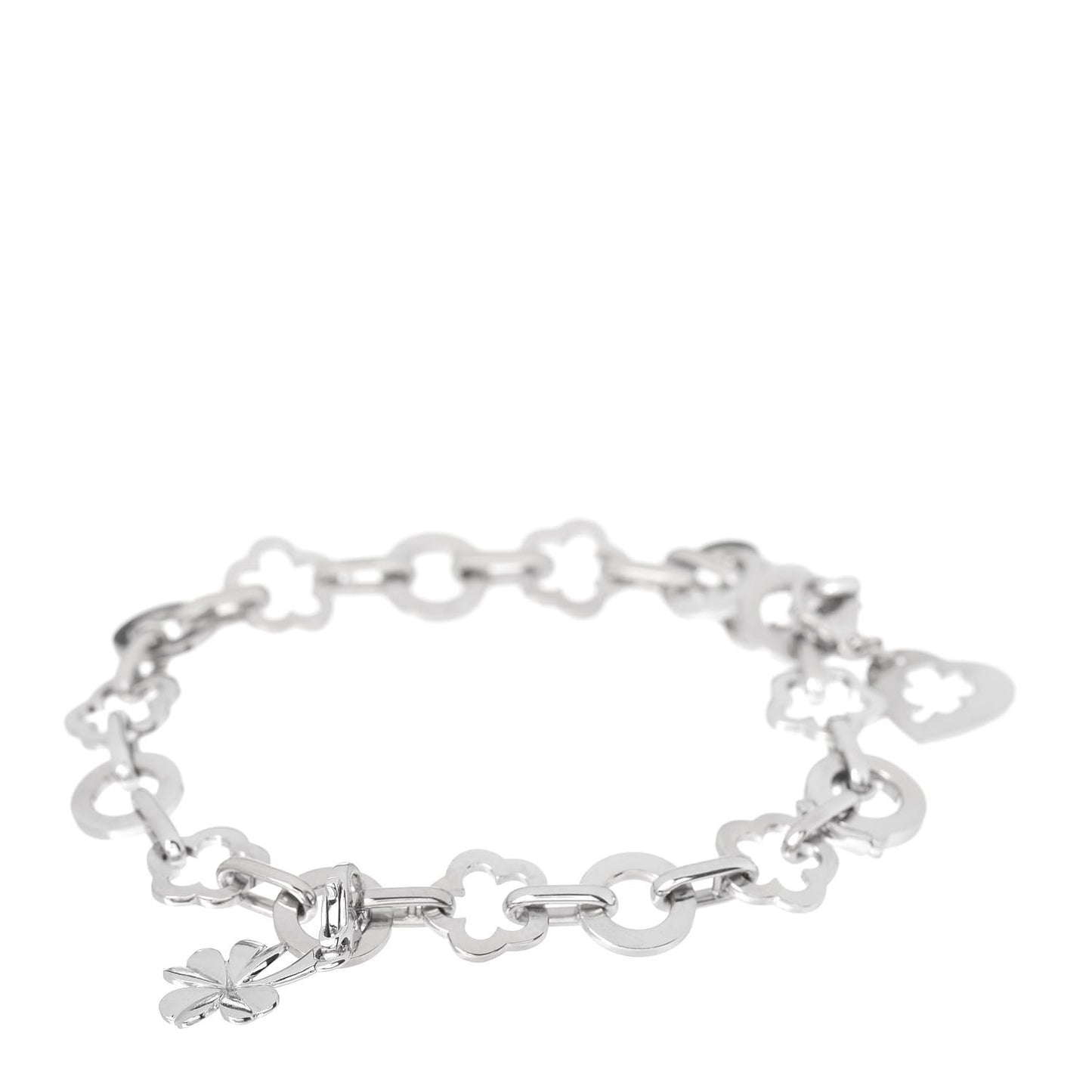 18K White Gold Camellia Charm Bracelet