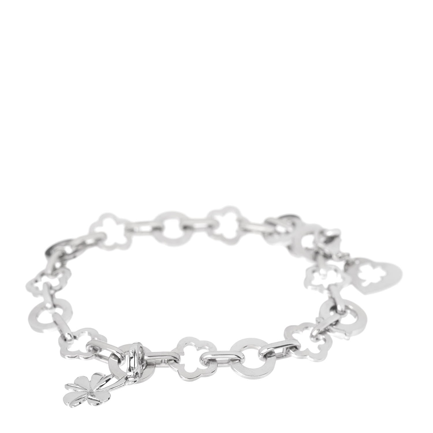 Chanel 18K White Gold Camellia Charm Bracelet 1 of 4