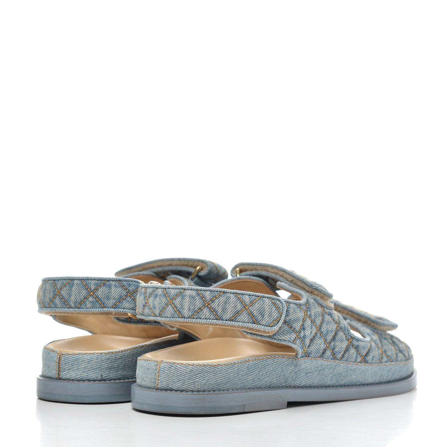 Chanel Denim Quilted Dad Sandals 38 Blue 4 of 13
