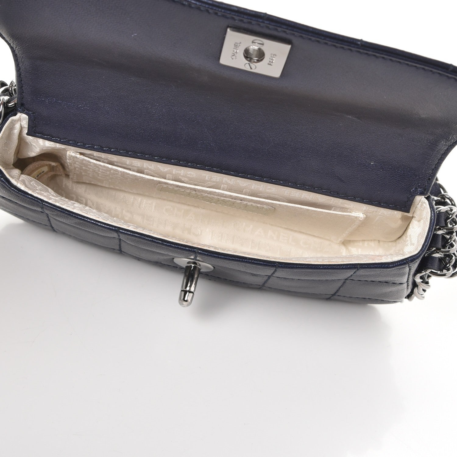 Chanel Lambskin Quilted Chocolate Bar 3 Chain Flap Navy 5 of 7
