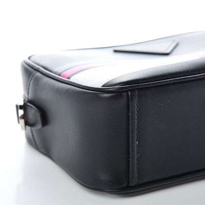 Prada City Calfskin Racing Logo Camera Bag Black Fuxia 8 of 11