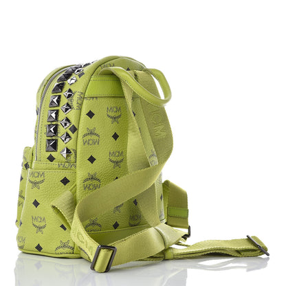 MCM Visetos Side Stud Mini Crown Stark Backpack Green 3 of 10
