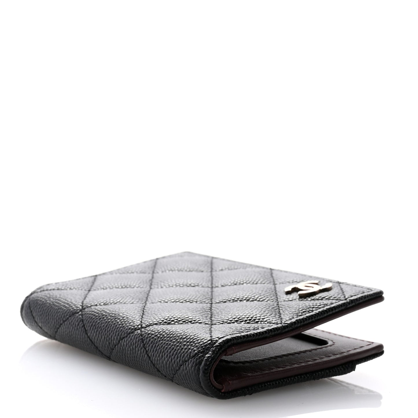 Caviar Quilted Card Holder Wallet Black