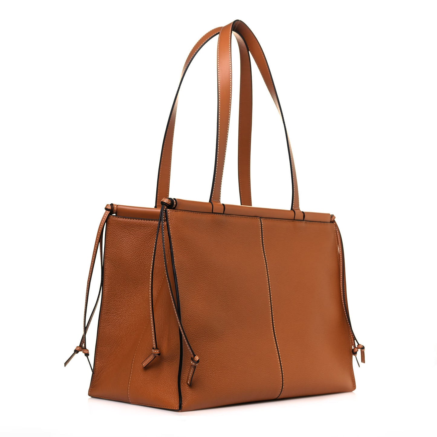 Grained Calfskin Cushion Tote Tan