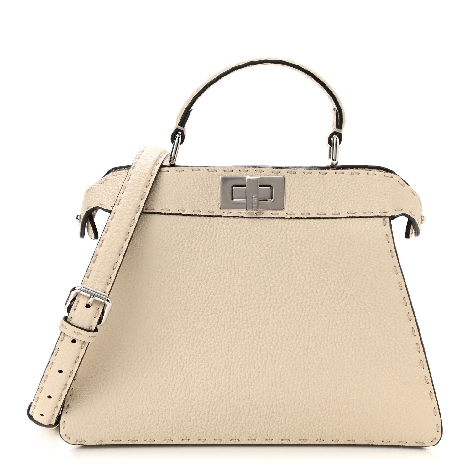 Fendi Cuoio Romano Selleria Chamois Small Peekaboo I SEE U Satchel Camelia Sand Cyber 1 of 9