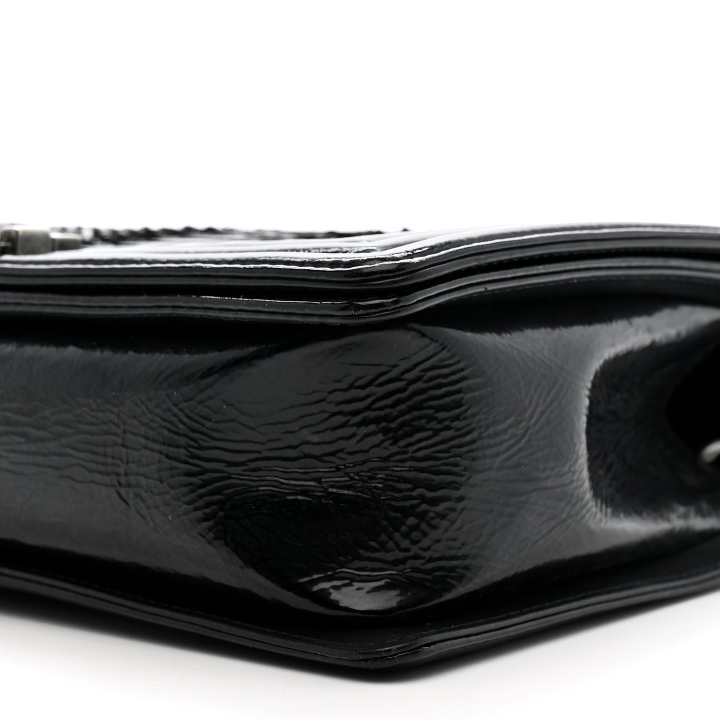 Patent Calfskin Snakeskin New Medium Boy Flap Black Silver