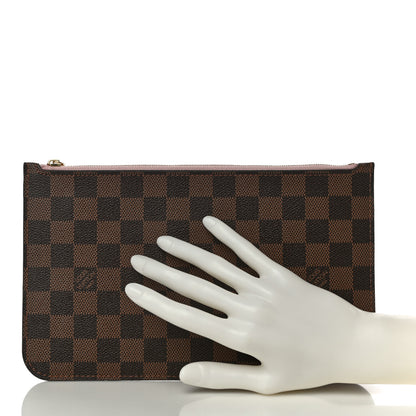 Louis Vuitton Damier Ebene Neverfull MM GM Pochette Rose Ballerine 2 of 9