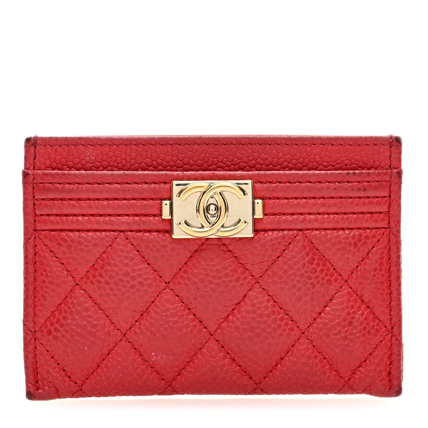 Caviar Quilted Boy Card Holder Red
