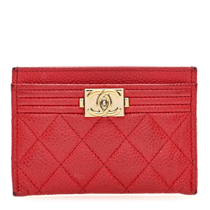 Chanel Caviar Quilted Boy Card Holder Red 1 of 11