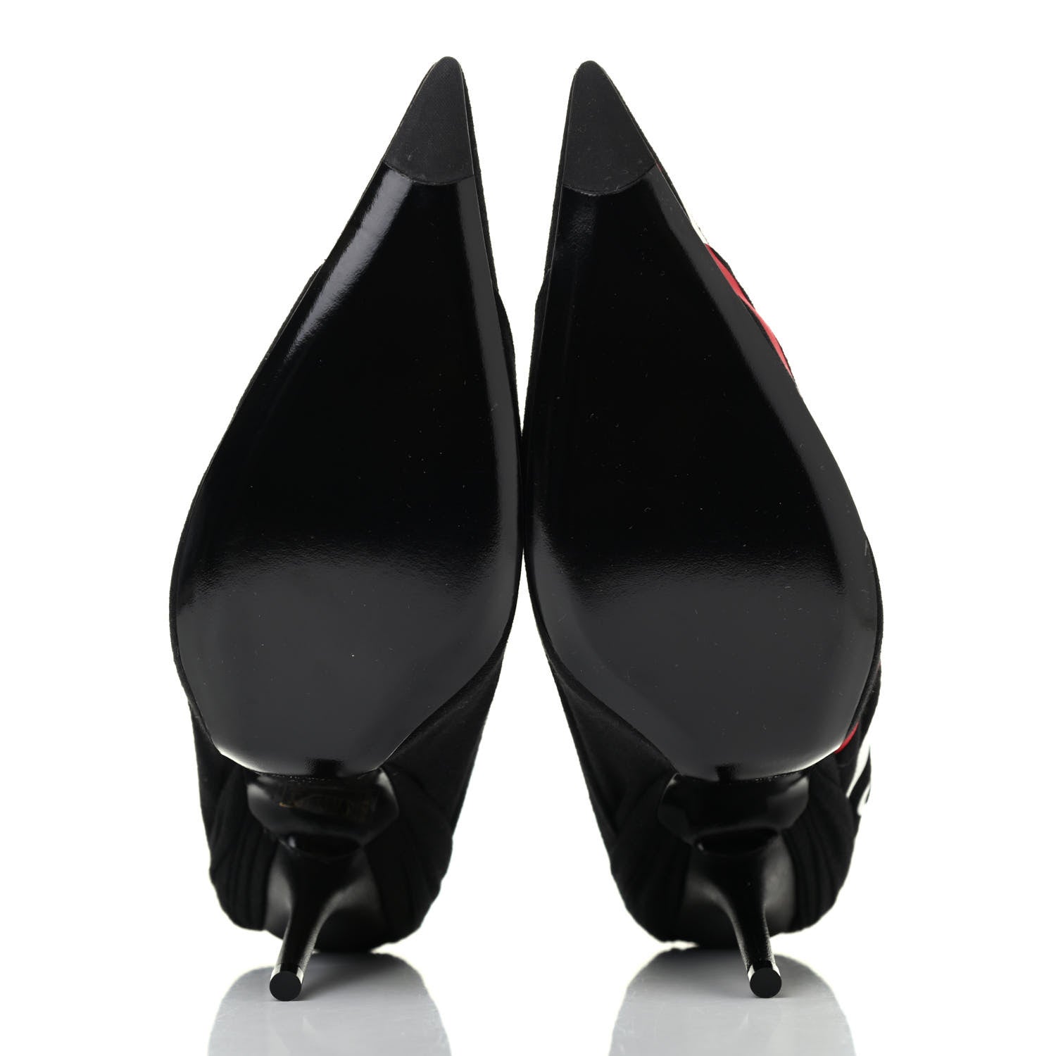 Balenciaga Jersey Crepe Political Campaign Logo Knife 115 Pointed Pumps 37 Black White Rouge 4 of 4