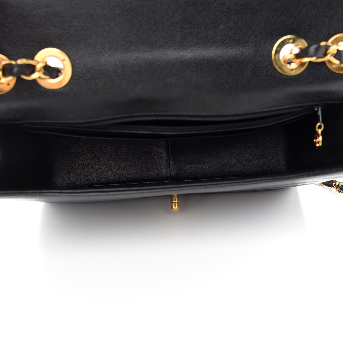 Caviar Horizontal Quilted Jumbo Single Flap Black
