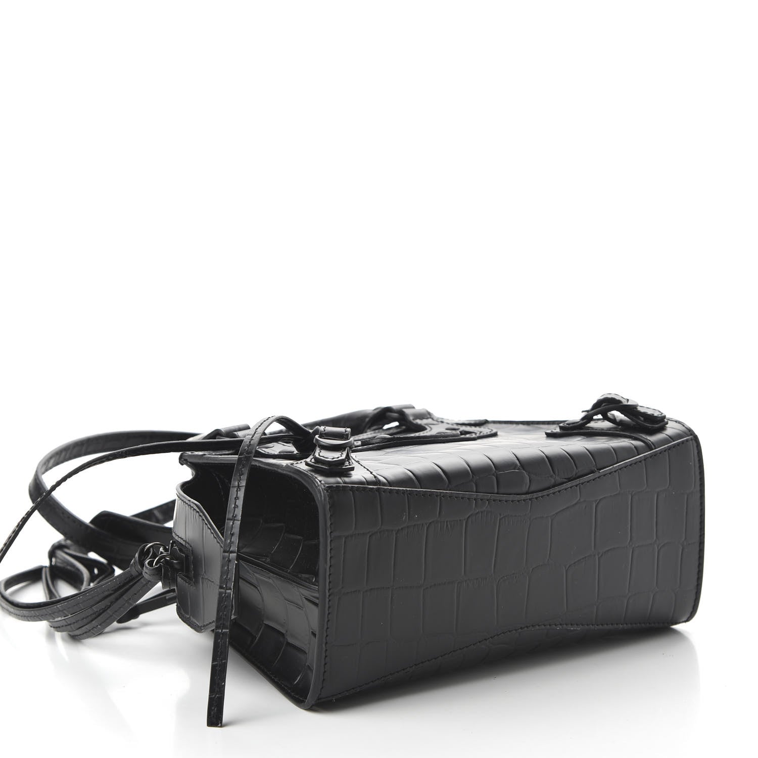 Balenciaga Semi Shiny Calfskin Crocodile Embossed Neo Classic Black Hardware Mini City Black 4 of 8