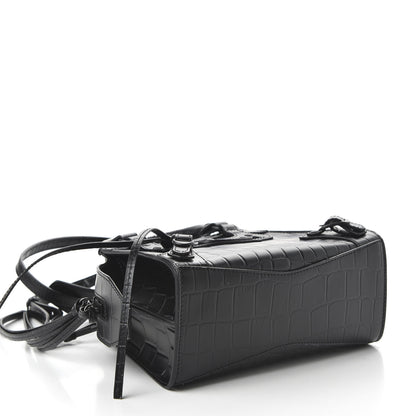 Balenciaga Semi Shiny Calfskin Crocodile Embossed Neo Classic Black Hardware Mini City Black 4 of 8