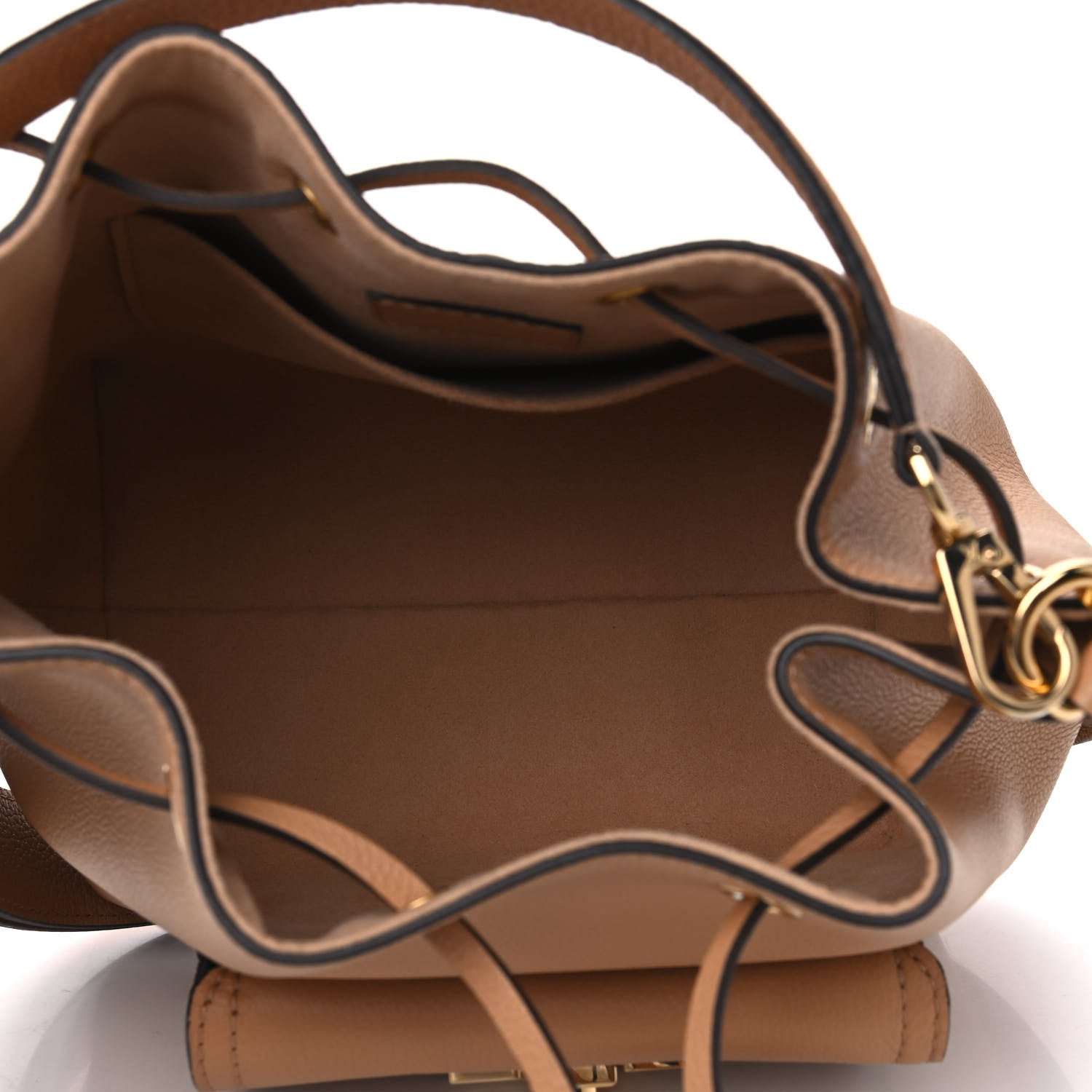 Louis Vuitton Calfskin Lockme Bucket MM Arizona Beige 4 of 5