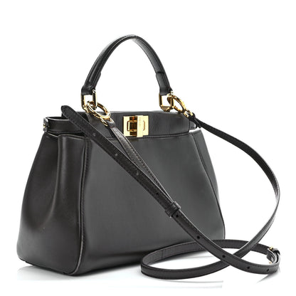 Fendi Nappa Mini Peekaboo Iconic Satchel Carbone 3 of 13