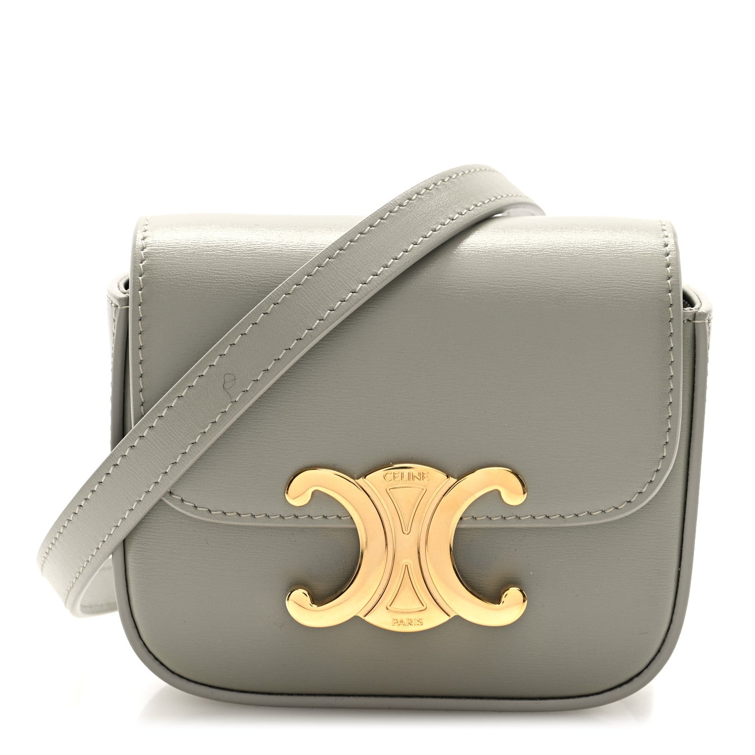 Celine Shiny Calfskin Mini Triomphe Chalk 7 of 9