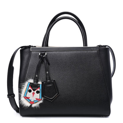 Fendi Vitello Elite Flamingo Mink Monster Charm Petite 2Jours Tote Black Multicolor 1 of 6