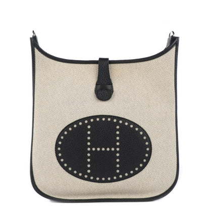 Hermes Toile Taurillon Clemence Evelyne III GM Ecru Black 1 of 14