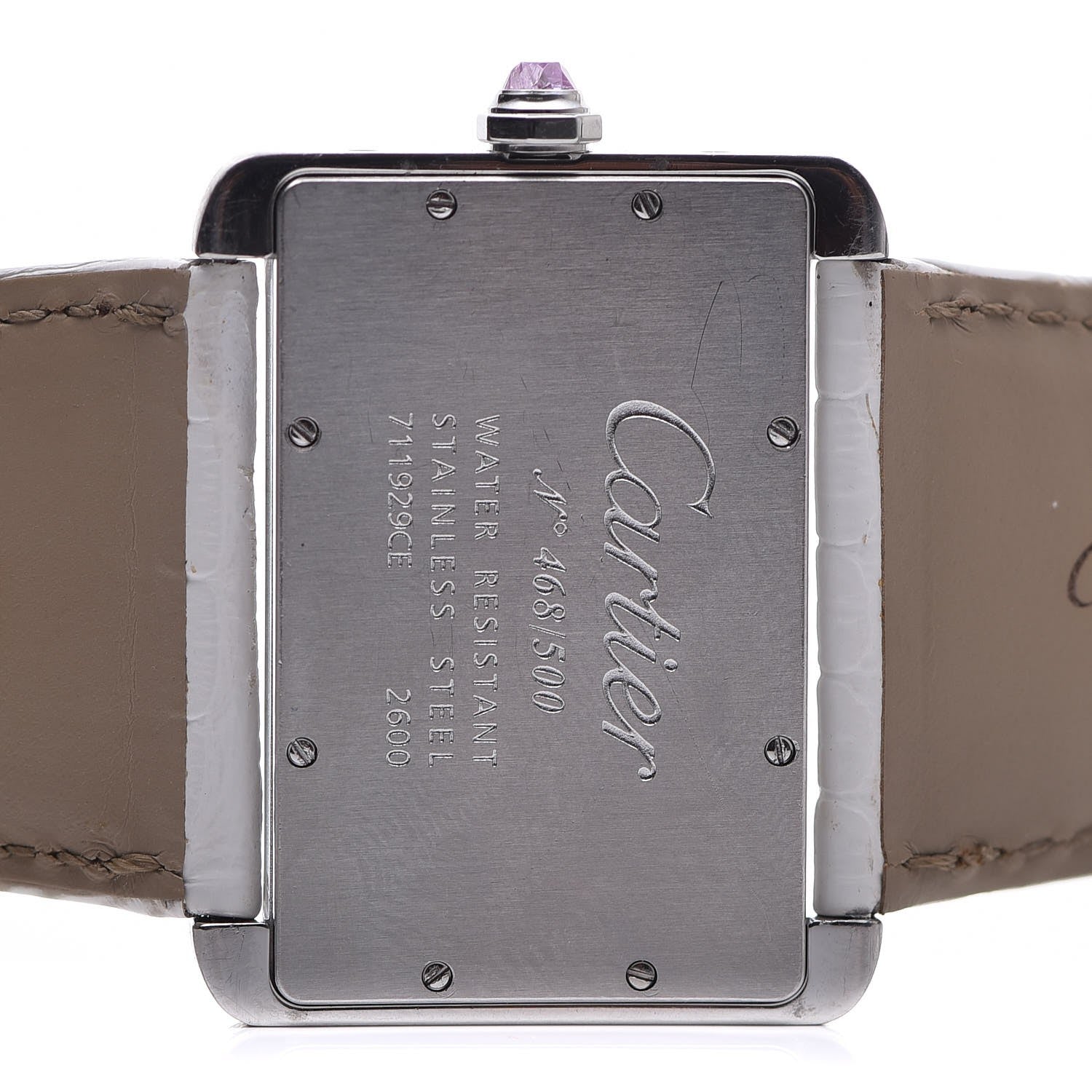 Cartier Stainless Steel Alligator 32mm Tank Divan Quartz Watch White 6 of 13