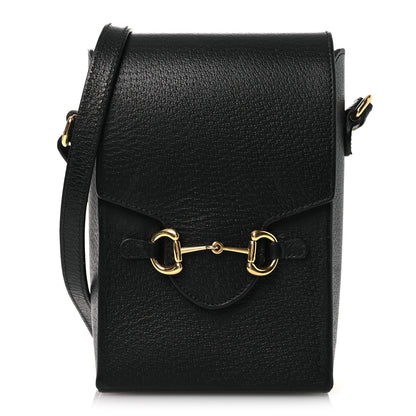 Gucci Dollar Calfskin Vertical Horsebit 1955 Crossbody Bag Black 1 of 15