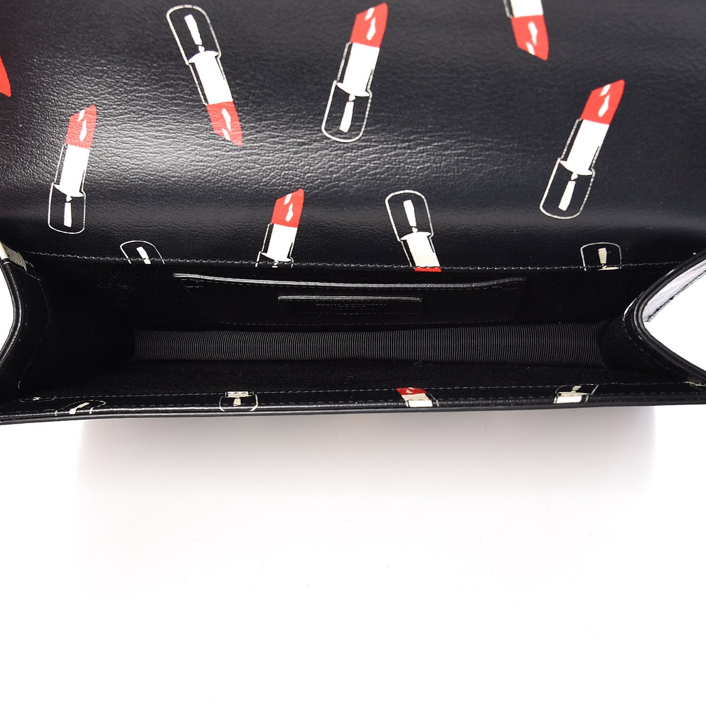 Calfskin Lipstick Print Classic Monogram Kate Clutch Black