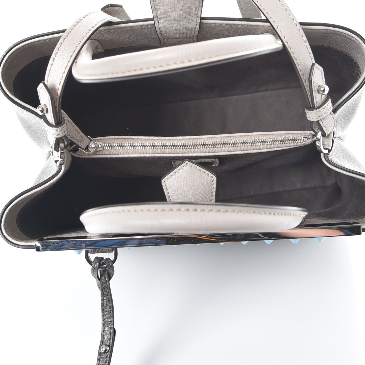 Vitello Elite Monster Eyes Studded Petite 2Jours Tote Carbone White Multicolor