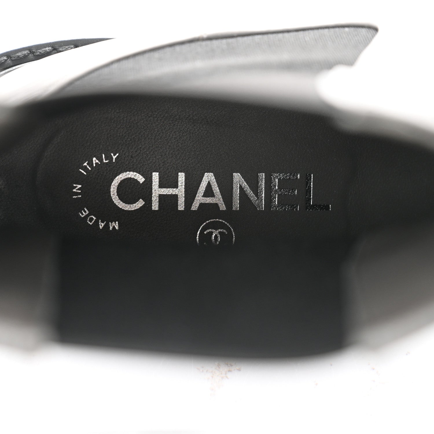 Chanel Crumpled Calfskin Patent Cap Toe Short Boots 38.5 Dark grey Black 7 of 9