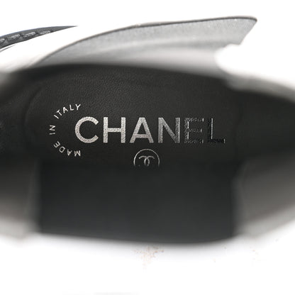 Chanel Crumpled Calfskin Patent Cap Toe Short Boots 38.5 Dark grey Black 7 of 9