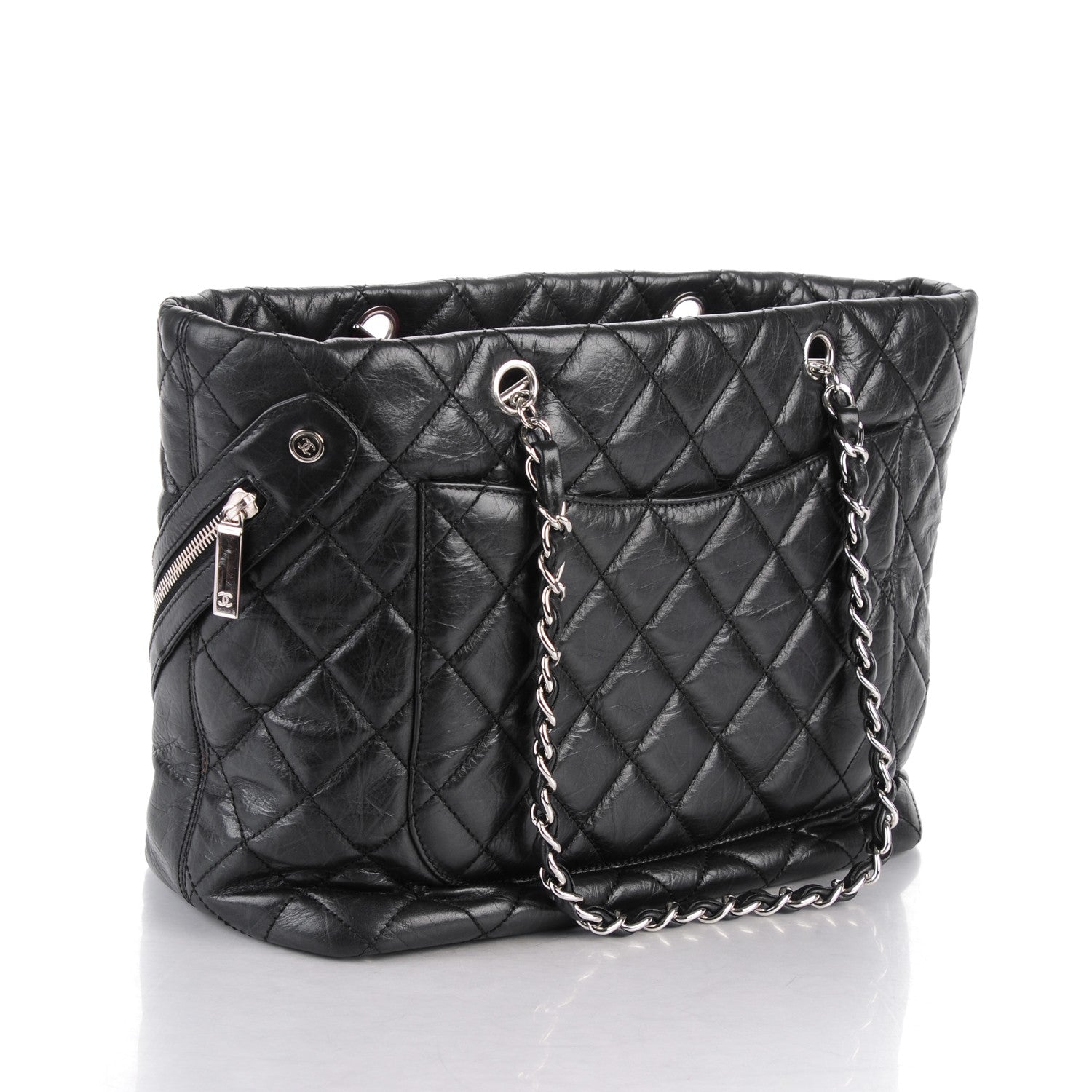 Chanel Aged Calfskin Quilted Large Cotton Club Tote Black 3 of 7