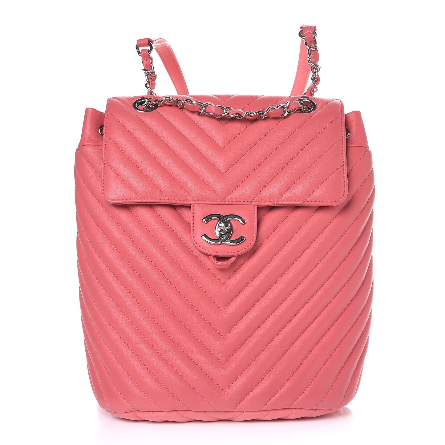 Calfskin Chevron Quilted Small Urban Spirit Backpack Pink
